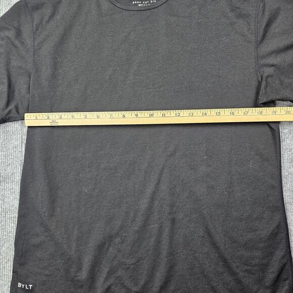 BYLT Shirt Mens Large Black Drop Cut Short Sleeve Curved Hem Minimal Classic - Picture 3 of 6